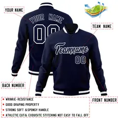 Navy Navy-White Classic Full-Snap Varsity Letterman Jacket 4