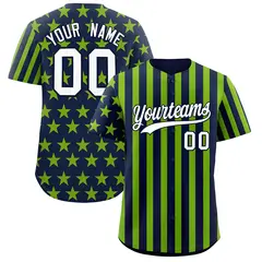 Navy Neon Green American Flag Graffiti Baseball Jersey 1