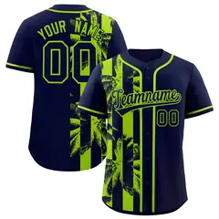 Navy Neon Green Coconut Tree Split Baseball Jersey
