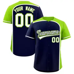 Navy Neon Green Color Block Authentic Baseball Jersey 1