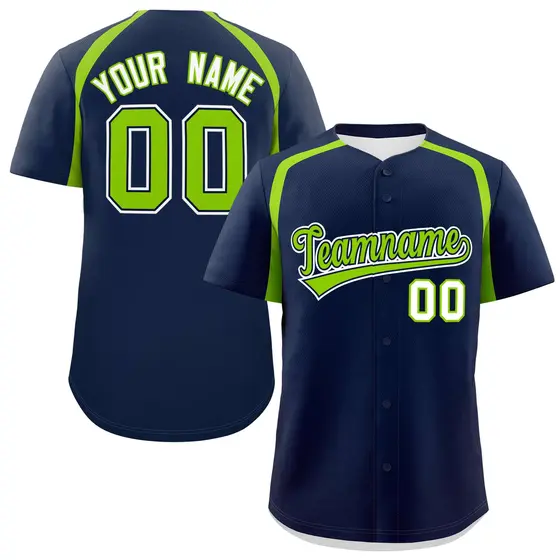 Navy Neon Green Color Block Authentic Baseball Jersey