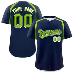Navy Neon Green Color Block Authentic Baseball Jersey 1