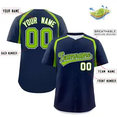 Navy Neon Green Color Block Authentic Baseball Jersey 2