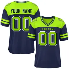 Navy Neon Green Color Block Authentic Football Jersey 1