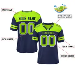Navy Neon Green Color Block Authentic Football Jersey 2