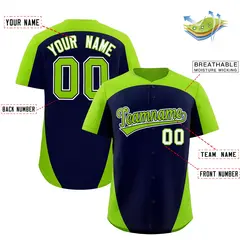 Navy Neon Green Edge Color Block Baseball Jersey 2