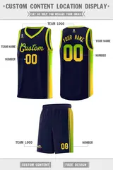 Navy Neon Green-Gold Gradient Basketball Jersey 2