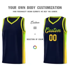 Navy Neon Green-Gold Gradient Basketball Jersey 3