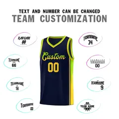 Navy Neon Green-Gold Gradient Basketball Jersey 4
