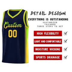 Navy Neon Green-Gold Gradient Basketball Jersey 5