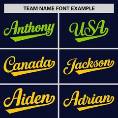 Navy Neon Green-Gold Gradient Side Baseball Jersey 3