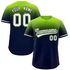 Navy Neon Green Gradient Authentic Baseball Jersey 1