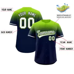 Navy Neon Green Gradient Authentic Baseball Jersey 2