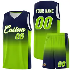 Navy Neon Green Gradient Basketball Jersey Sports Uniform 1