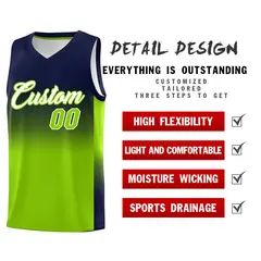 Navy Neon Green Gradient Basketball Jersey Sports Uniform 2
