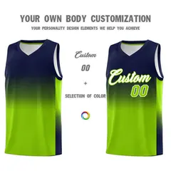Navy Neon Green Gradient Basketball Jersey Sports Uniform 3