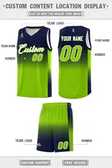 Navy Neon Green Gradient Basketball Jersey Sports Uniform 5