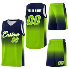 Navy Neon Green Gradient Basketball Jersey Sports Uniform 7