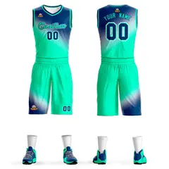 Navy Neon Green Gradient Basketball Jersey