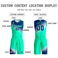 Navy Neon Green Gradient Basketball Jersey 3