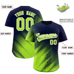 Navy Neon Green Gradient Diagonal Stripe Baseball Jersey 2