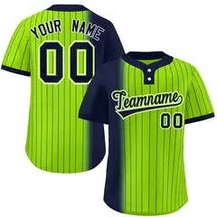 Navy Neon Green Gradient Stripe Two-Button Softball Jersey