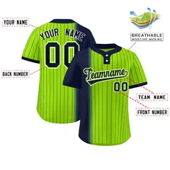 Navy Neon Green Gradient Stripe Two-Button Softball Jersey 2
