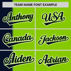 Navy Neon Green Gradient Stripe Two-Button Softball Jersey 3