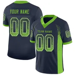 Navy Neon Green-Gray Drift Mesh Football Jersey 1