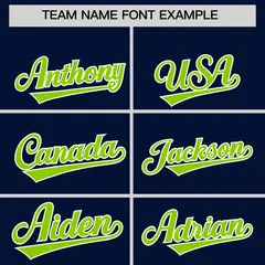 Navy Neon Green Grid Blur Pattern Baseball Jersey 3