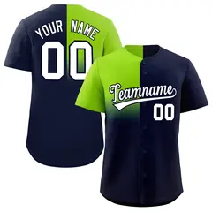 Navy Neon Green Half Gradient Authentic Baseball Jersey 1
