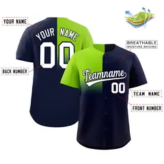 Navy Neon Green Half Gradient Authentic Baseball Jersey 2