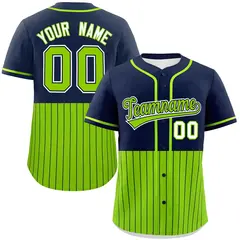 Navy Neon Green Half Stripe Authentic Baseball Jersey 1