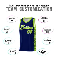 Navy Neon Green Indians Pattern Basketball Jersey 4