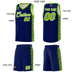 Navy Neon Green Indians Pattern Basketball Jersey 5