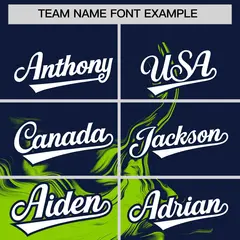 Navy Neon Green Ink Pattern Authentic Baseball Jersey 3