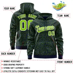 Navy Neon Green Leopard Print Varsity Letterman Jacket Hoodie 4