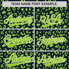 Navy Neon Green Leopard Print Varsity Letterman Jacket Hoodie 5