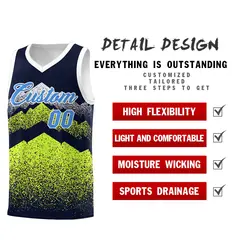 Navy Neon Green Mountain Fade Gradient Basketball Jersey 2