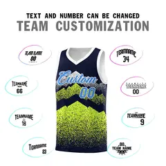 Navy Neon Green Mountain Fade Gradient Basketball Jersey 4