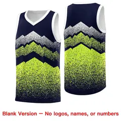 Navy Neon Green Mountain Fade Gradient Basketball Jersey 6
