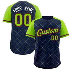 Navy Neon Green Navy-Red Rhombus Authentic Baseball Jersey