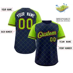 Navy Neon Green Navy-Red Rhombus Authentic Baseball Jersey 2
