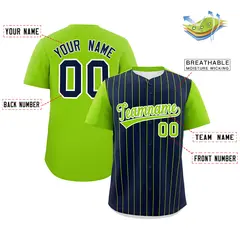 Navy Neon Green Pinstripe Two-Tone Authentic Baseball Jersey 2