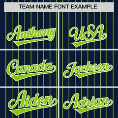Navy Neon Green Pinstripe Two-Tone Authentic Baseball Jersey 3