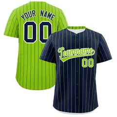 Navy Neon Green Pinstripe Two-Tone Authentic Baseball Jersey 1