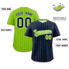 Navy Neon Green Pinstripe Two-Tone Authentic Baseball Jersey 2