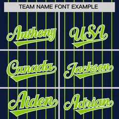 Navy Neon Green Pinstripe Two-Tone Authentic Baseball Jersey 3