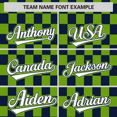 Navy Neon Green Plaid Fashion Authentic Baseball Jersey 3