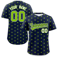 Navy Neon Green Polka Dot Graffiti Authentic Baseball Jersey 1